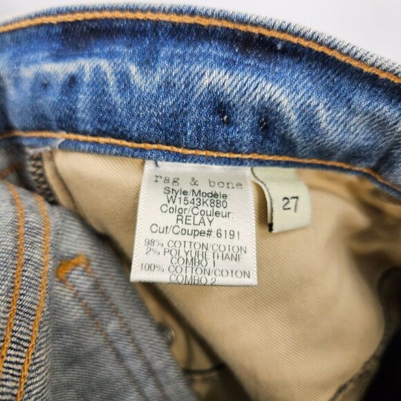 Rag & Bone Jeans Blue The Skinny Racer Relay Ankle Zip Side Striped Denim Sz 27 - Picture 8 of 8